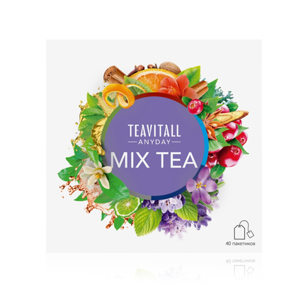 Набор чая и чайных напитков TeaVitall Anyday «Mix Tea», 40 фильтр-пакетов