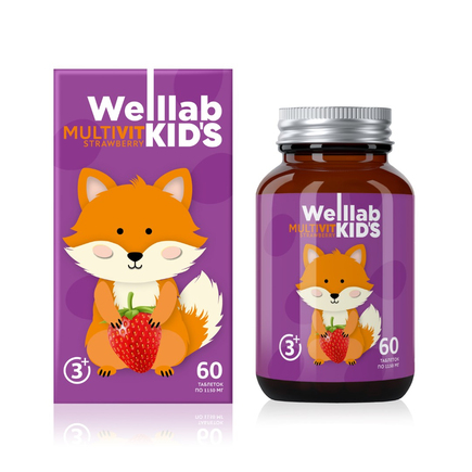 Мультивитамины для детей WELLLAB KIDS MULTIVIT, 60 таблеток