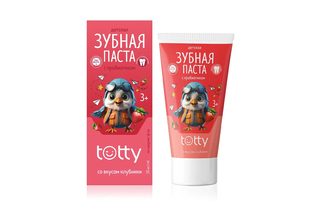 Детская зубная паста TOTTY с пробиотиком со вкусом клубники