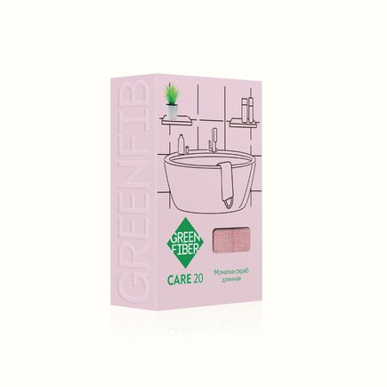 Длинная мочалка-скраб Green Fiber CARE 20, розовая