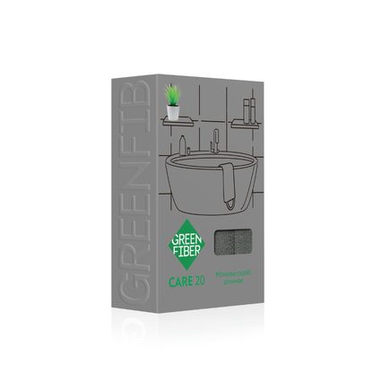 Длинная мочалка-скраб Green Fiber CARE 20, серая