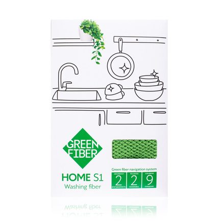 Файбер для мытья посуды Green Fiber HOME S1, зеленый