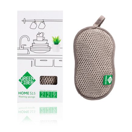 Губка для мытья посуды Green Fiber HOME S15, серая