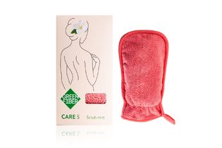 Мочалка-скраб для душа Green Fiber CARE 5, коралловая