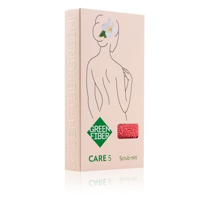 Мочалка-скраб для душа Green Fiber CARE 5, коралловая