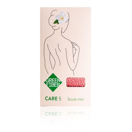 Мочалка-скраб для душа Green Fiber CARE 5, коралловая