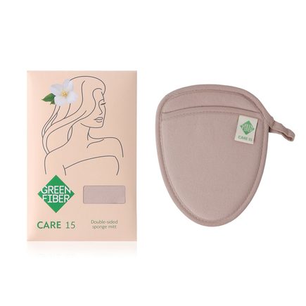 Мочалка-спонж двусторонняя Green Fiber CARE 15, бежевая
