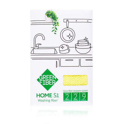 Файбер для мытья посуды Green Fiber HOME S1, желтый