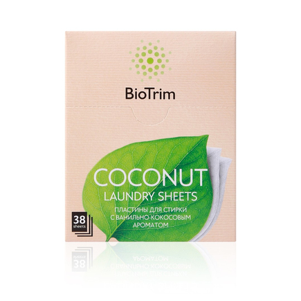 Пластины для стирки деликатных тканей BioTrim COCONUT, 38 шт.