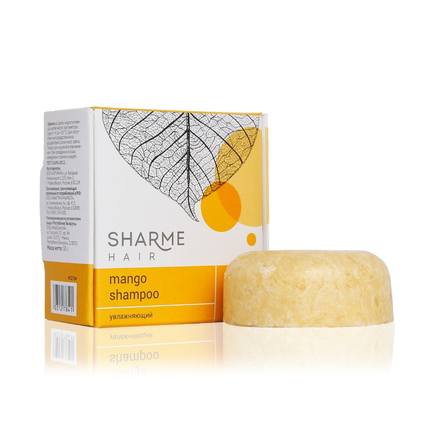 Натуральный твердый шампунь Sharme Hair Mango с маслом манго, увлажняющий, 50 г