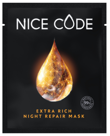 Тканевая маска для ночного обновления кожи Nice Code Night repair с маслом амлы, расторопши, граната, камелии, растительными экстрактами родиолы розовой и апельсина