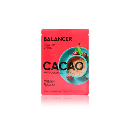 Какао Balancer Cacao на кокосовом молоке со вкусом «Вишня», 5 шт